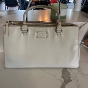 Large Kate Spade Double Zip Ivory Shoulder Bag
